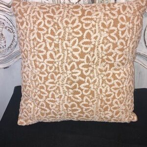 Battenberg Embroidery on Cotton Muslin Square Accent Pillow
